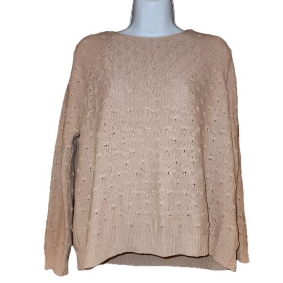 Vntg Jill By Jill Stuart Blush Pink Polka Dot Sweater With Black Ribbon Tie Sz M - Picture 1 of 6
